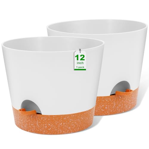 12 inch Plant Pots (2-12-12-white / 12 inch | 2PCS)