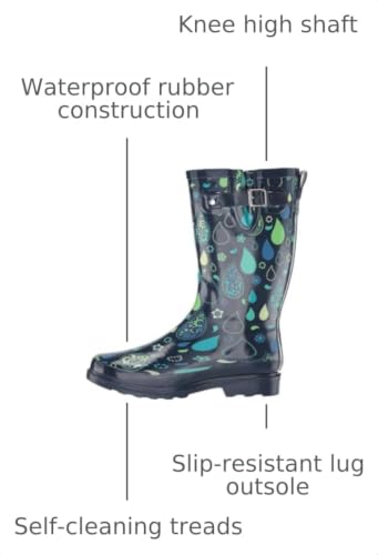 Women's Tall Waterproof Rain Boot (7 / Pouring Paisley)