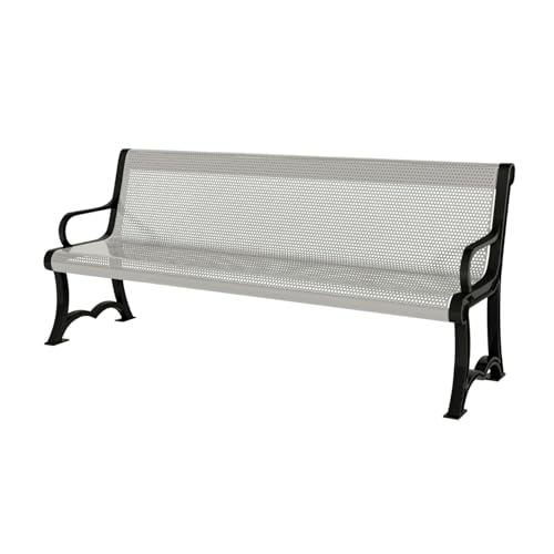 Bench, Grey, Punched, 4Ft, with Back, Portable