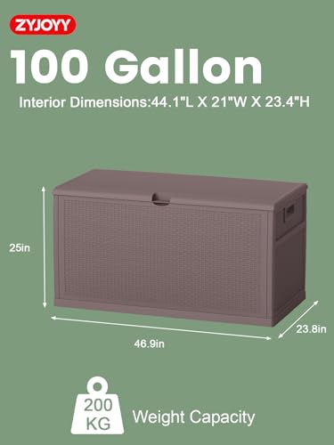 100 Gallon Waterproof Large Resin Deck Box