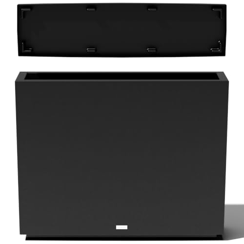 Block Series Span Planter & Drip Tray (Black / Medium - with saucer)