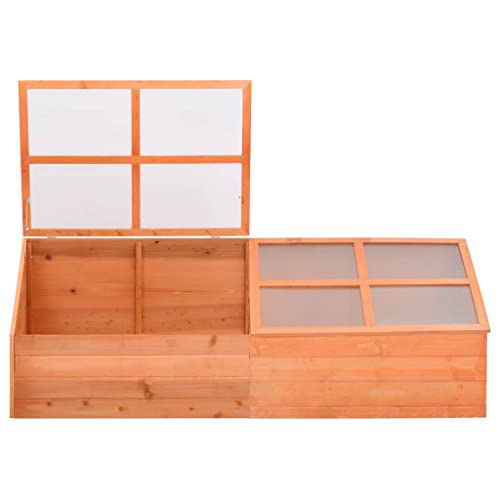 Wooden Garden Portable Greenhouse Sturdy Cold Frame Raised Plants Bed Protection with 8 PC Boards and Openable Top Door Raised Flower Planter Box 70.9"x22.4"x24.4" (70.9"x22.4"x24.4")