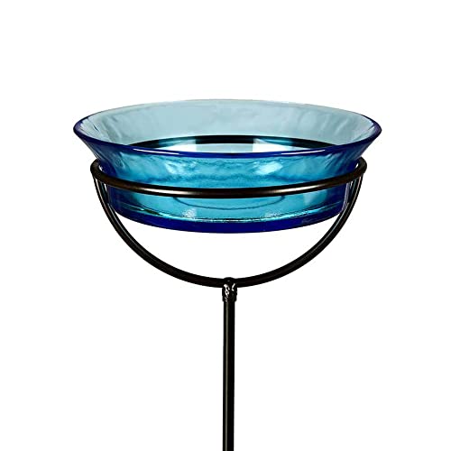 Cuban Garden Bird Bath & Feeder Stake (Aqua Blue)