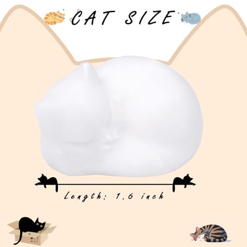 White Jade Cat Healing Crystals Figurine Sleeping Cat Hand Carved Cute Statue Polished Stone Sculpture Reiki Office Room Bedroom Desk Home Decoration Gifts 1.6" (N-white Jade)