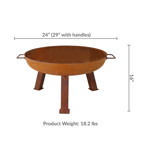 Sunnydaze Cast Iron Heavy Duty Small Fire Pit for Outside Wood Burning (Rust / 24 in)