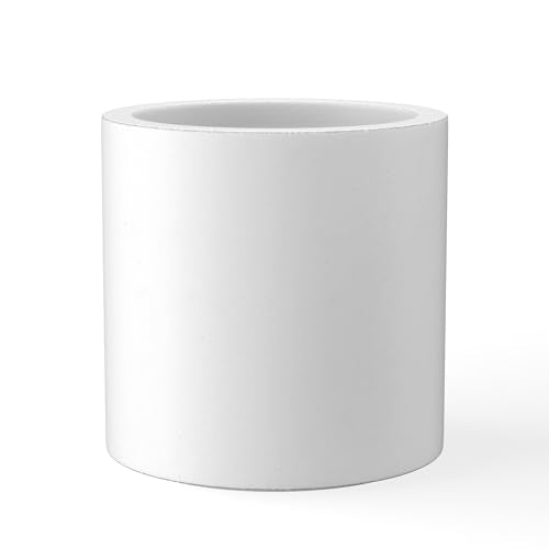 Accent Round Cylinder White Concrete Planter 12.9" Tall (Pure White / 12.6" Dia)