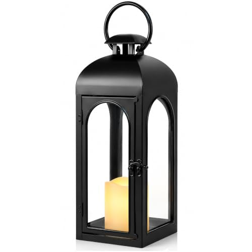 Decorative Outdoor Lantern Candle (Black Lantern Timer / 16 Inch)