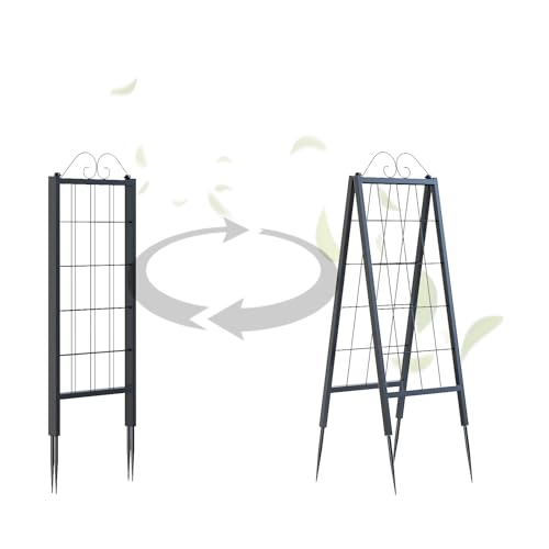Metal Garden Trellises … (16" x 52.5"H A-Frame 2 Pack)