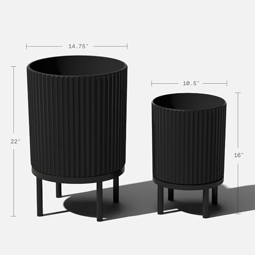 Demi Series Raised Duo Planters (Black/Black / Bundle - 2 Pack)
