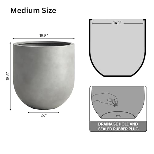 Signature Mount Antero 15.7''D x 15.7''H Modern Indoor Outdoor Fiberstone Bullet Shaped Planter (Medium / Gray)