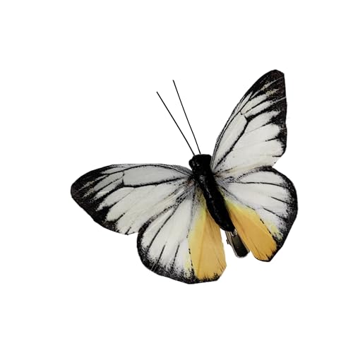 Artificial Feather 3D Butterfly Party Decorations Set of 12 with Clip 6 Color Ornaments for Home Decoration (C Clip)
