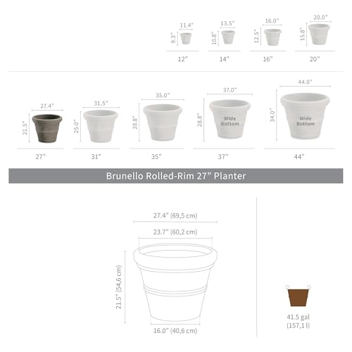 Brunello Classic Rolled Rim Planter (27 Inch / Terracotta Color)