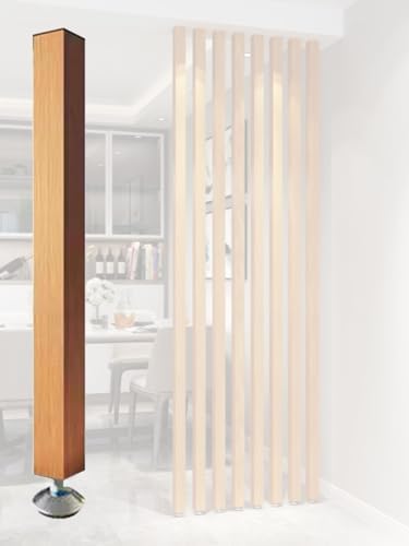 Wood Slat Room Dividers, Floor to Ceiling Partition Screen for Modern Office, Stairway, Lofts, Porch, and Living Room Decoration