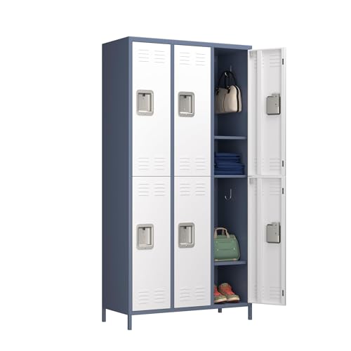 Metal Storage Locker for Employees (Grey White / 6 Door)