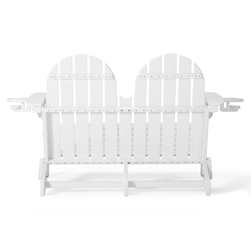 Outdoor Patio HDPE Adirondack Garden Skinny Bench (White / 49.5IN)