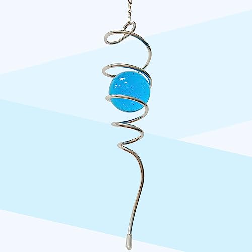 Gazing Ball Spiral Tail with Blue Glass Orb (005-blue)