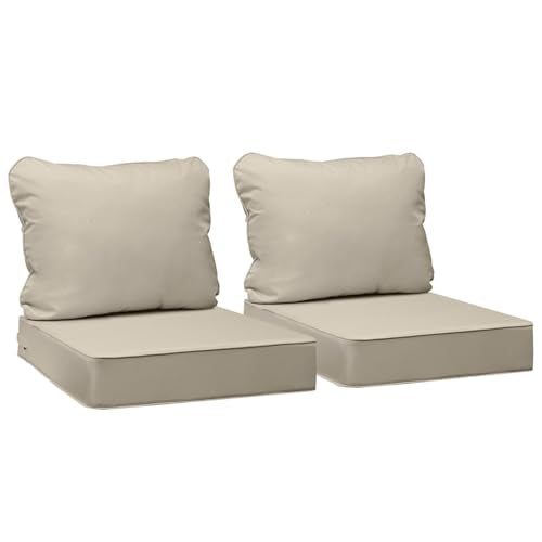 Outdoor Chair Cushions (Khaki Beige / 24"x24"x5" / 24"x19")