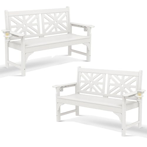 Oversized Outdoor Bench Set of 2 (White / 2pcs)