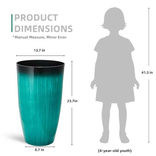 Autodaya 24" Faux Ceramic Large Planters for Outdoor Plants (24"-turquoise Teal)