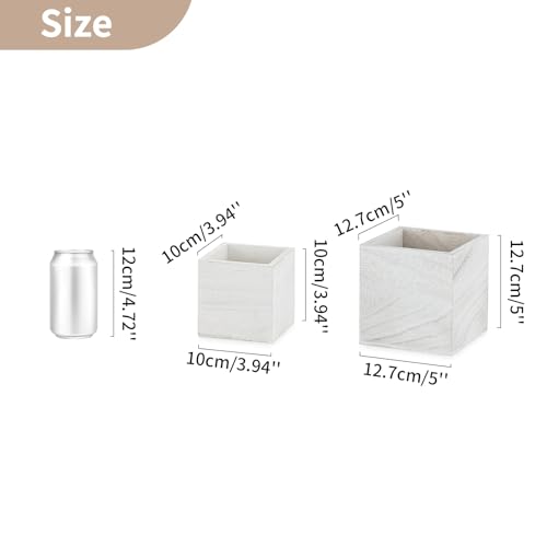 Small Wooden Box for Centerpiece (Whitewashed / Square 4"+5"-12 Pcs)