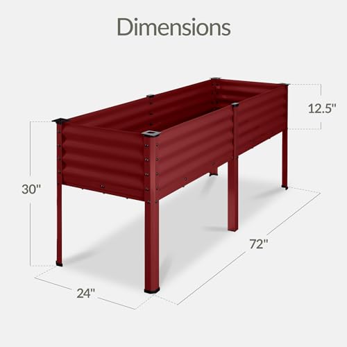 72x24x30in Non Toxic Galvanized Raised Garden Bed (72x24x30in / Royal Red)