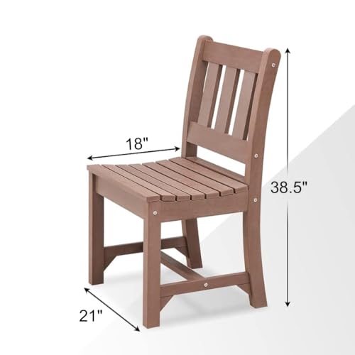 Patio Dining Chair Outdoor Garden Armless Chair (Brown / 1-Person（2 PCS）)