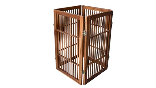 Pet Dog Gate Freestanding (4 Panel 30" Tall / Brown Pet Gate)