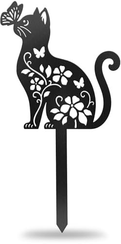 Cat Flowers Garden Plant Marker (Cat Flowers and Butterflies)