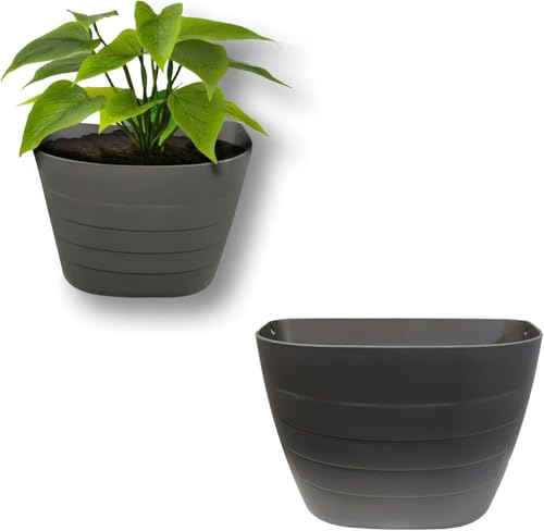 12 Inch Self Watering Wall Planter for Indoor & Outdoor Use (Concrete Gray / 12 inches - WITH PLUG)