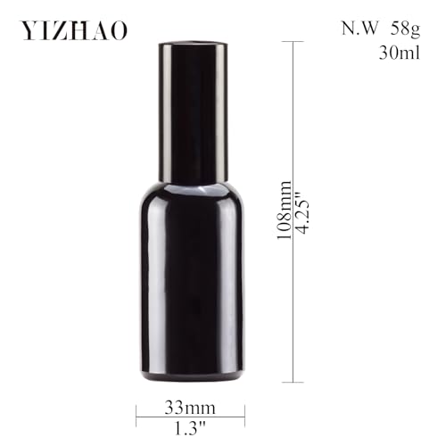 Black Glass Spray Bottles 1oz (6 Count)