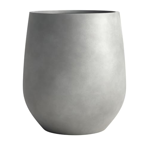 Premium Mt Wilson Tall Tapered Fiberstone Planter for Indoor Outdoor Use (Gray / 15'' D x 16.7'' H)