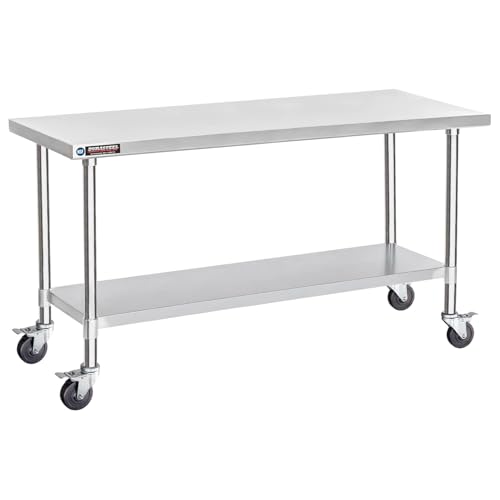 30x72 NSF Stainless Steel Cart Work Table (30" x 72" / Table Cart with Casters)