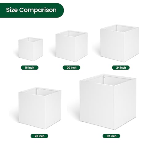 White Steel Planter Box 24 Inch (White / 24" L x 24" W x 24" H)