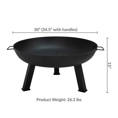 Sunnydaze Cast Iron Heavy Duty Large Fire Pit for Outside Wood Burning (Black / 30 in)