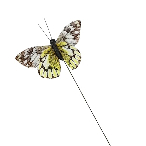 Artificial Feather 3D Butterfly Party Decorations Set of 12 with Wire 6 Color Ornaments for Home Decoration (C Wire)