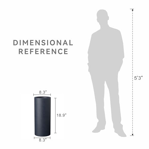 Small Round Column Charcoal Concrete Planter 18.9" Tall (Charcoal / 18.9“h)