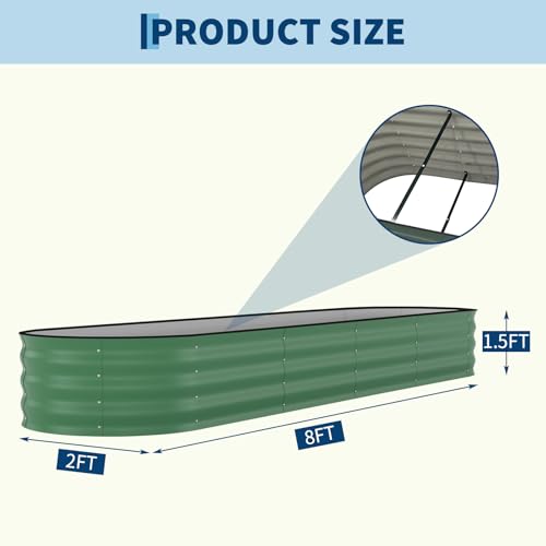 2 Pack 8x2x1.5ft Galvanized Raised Garden Bed (2 Count)