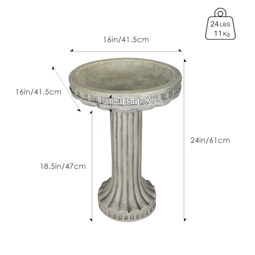 24" H Outdoor Bird Bath for Garden (Modern)