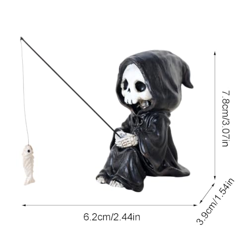 Fishing Grim Reaper Statue Funny Halloween Decorations (Grim Reaper)