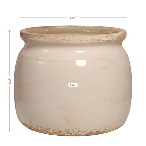Ceramic Planter & Vase for Wabi Sabi Decor (Antique Ivory / 6.3 in)