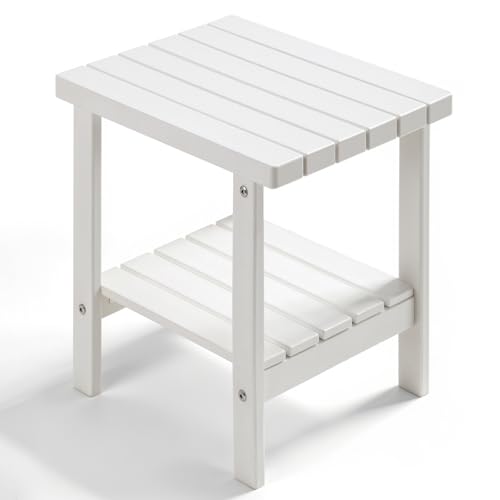 Outdoor Side Table (White / Square 2-Tier)