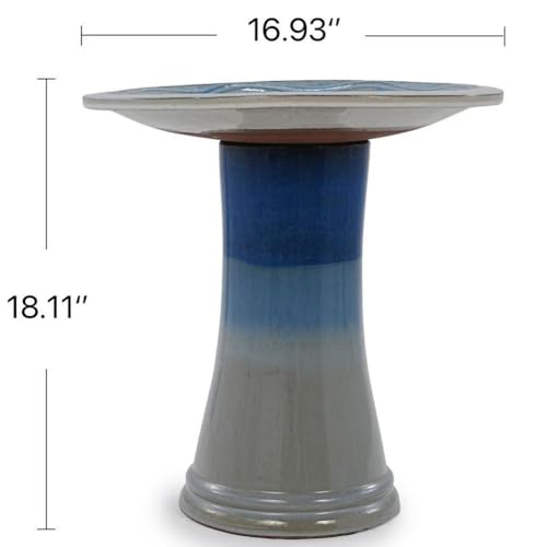 Ceramic Bird Bath for Outdoors (Sky Blue)