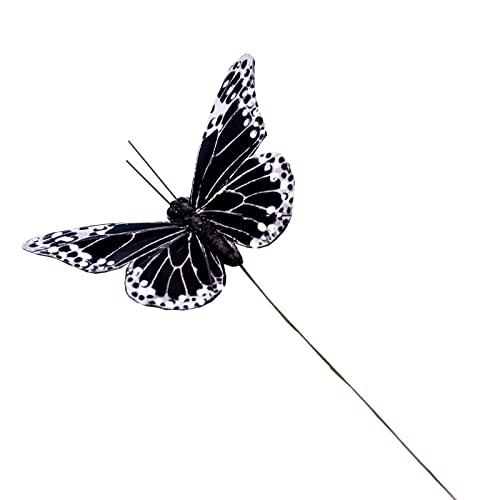 Feather Butterfly Decoration Set of 12 pcs Black Butterflies Party Decorations Halloween Decoration Home Decoration (12 Count)