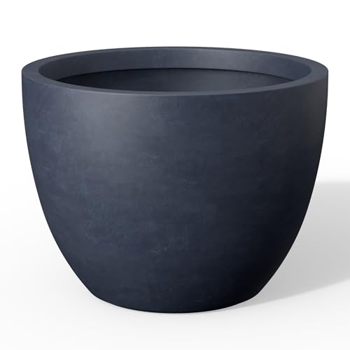 Accent Round Tapered Charcoal Concrete Planter 13" Tall (Charcoal / 17.3"w x 13"h)