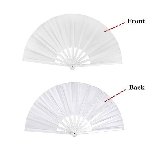 2 Pack Large Folding Hand Fan for Men (2 White)