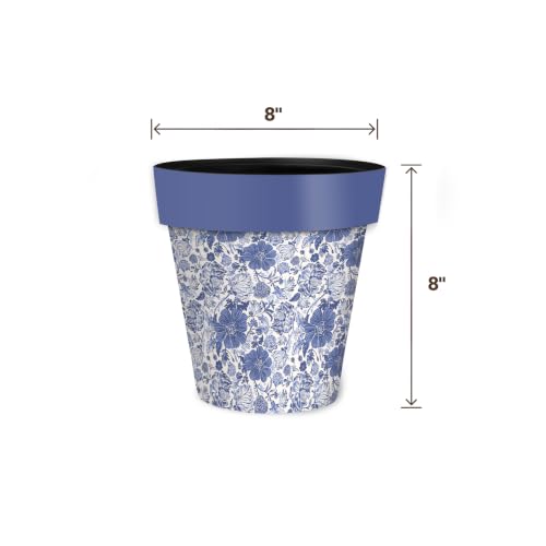Everyday Planter 8.5" x 8.5" x 8.5" Blue and White Floral Small Planter (B W Floral / Small)