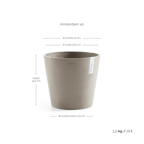 Amsterdam Round Flower Planter (Taupe / 16 Inches)
