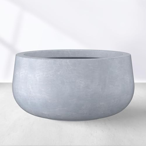 Blue Gray Concrete Planter 16" Dia All (Gray / 15.7"w)