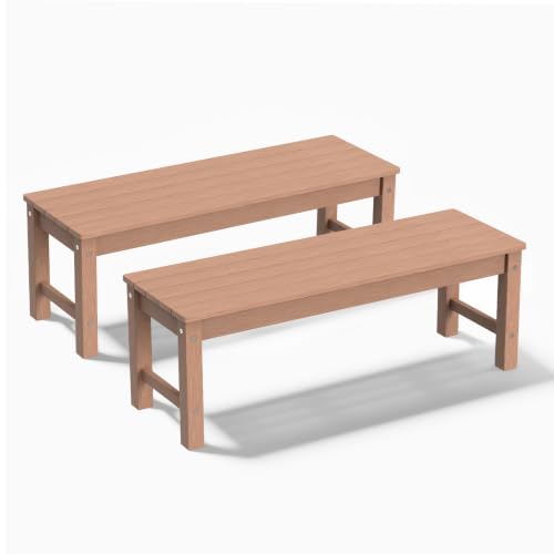 47" Backless HDPE Outdoor Bench for 2 (Teak / 2 pack)
