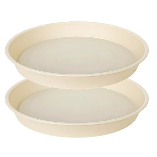 2 Pack of 8 inch Plant Saucer Clear (8" (2 pack) / Beige)
